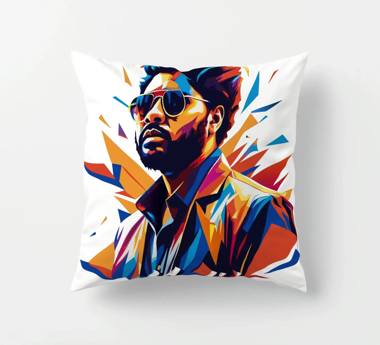 Khalid Portrait in WPAP Pop Art Kissen von vectorartnesia