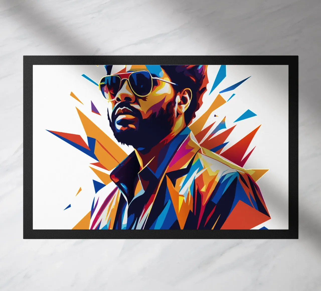 Khalid Portrait in WPAP Pop Art Fußmatte von vectorartnesia
