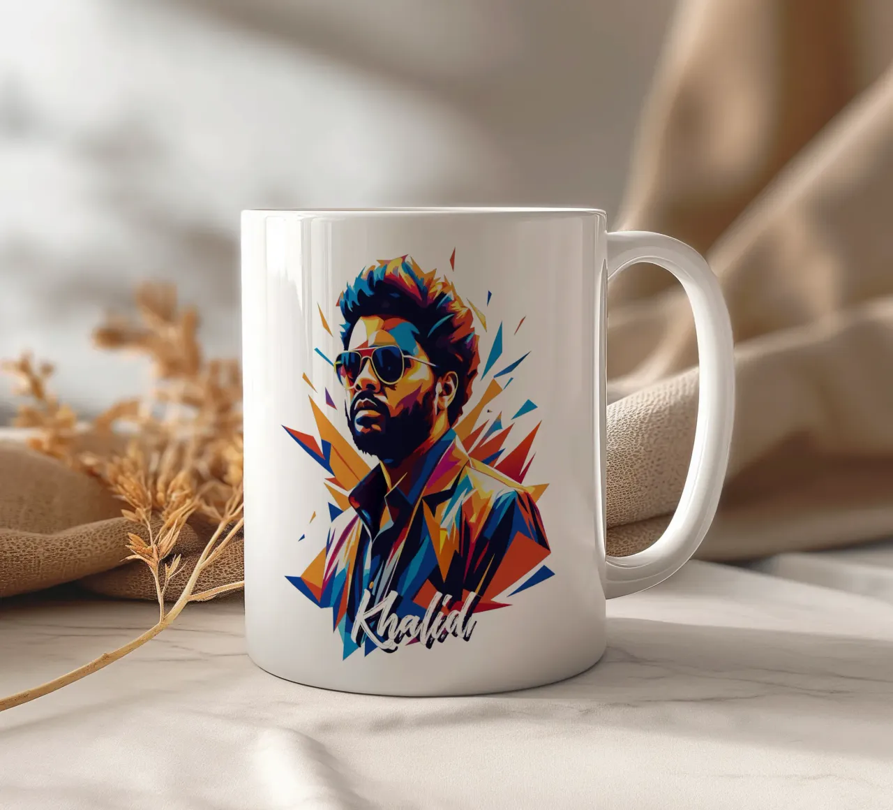 Khalid Portrait in WPAP Pop Art keramische mok van vectorartnesia