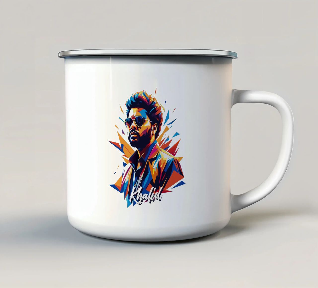 Khalid Portrait in WPAP Pop Art tazza in smalto da vectorartnesia