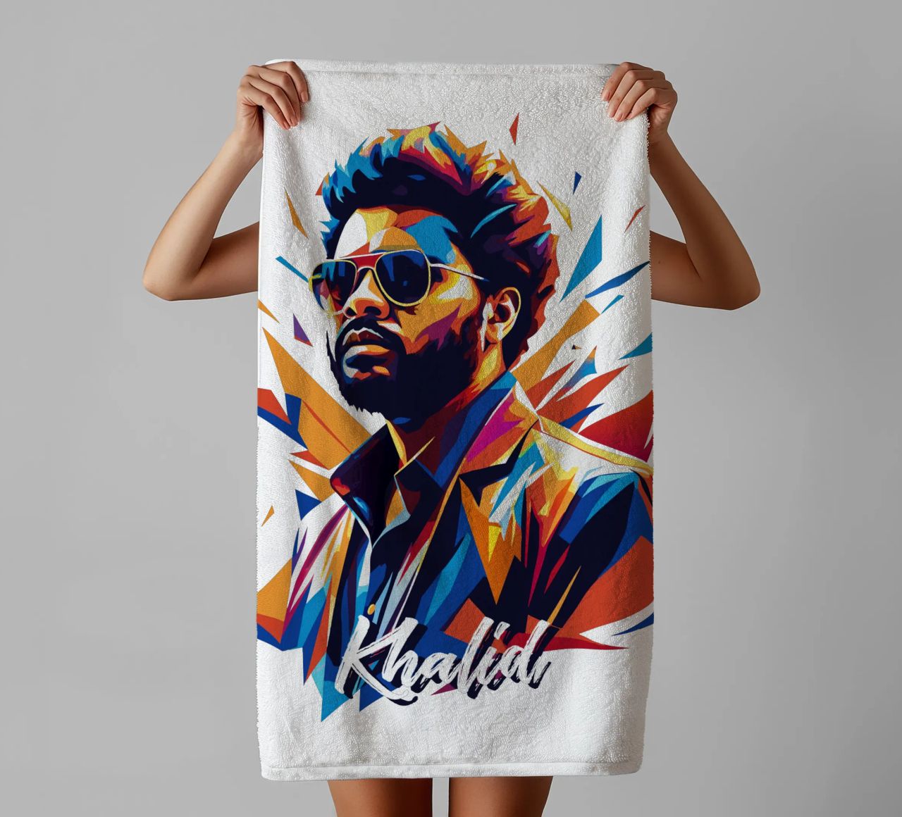 Khalid Portrait in WPAP Pop Art asciugamano da bagno da vectorartnesia