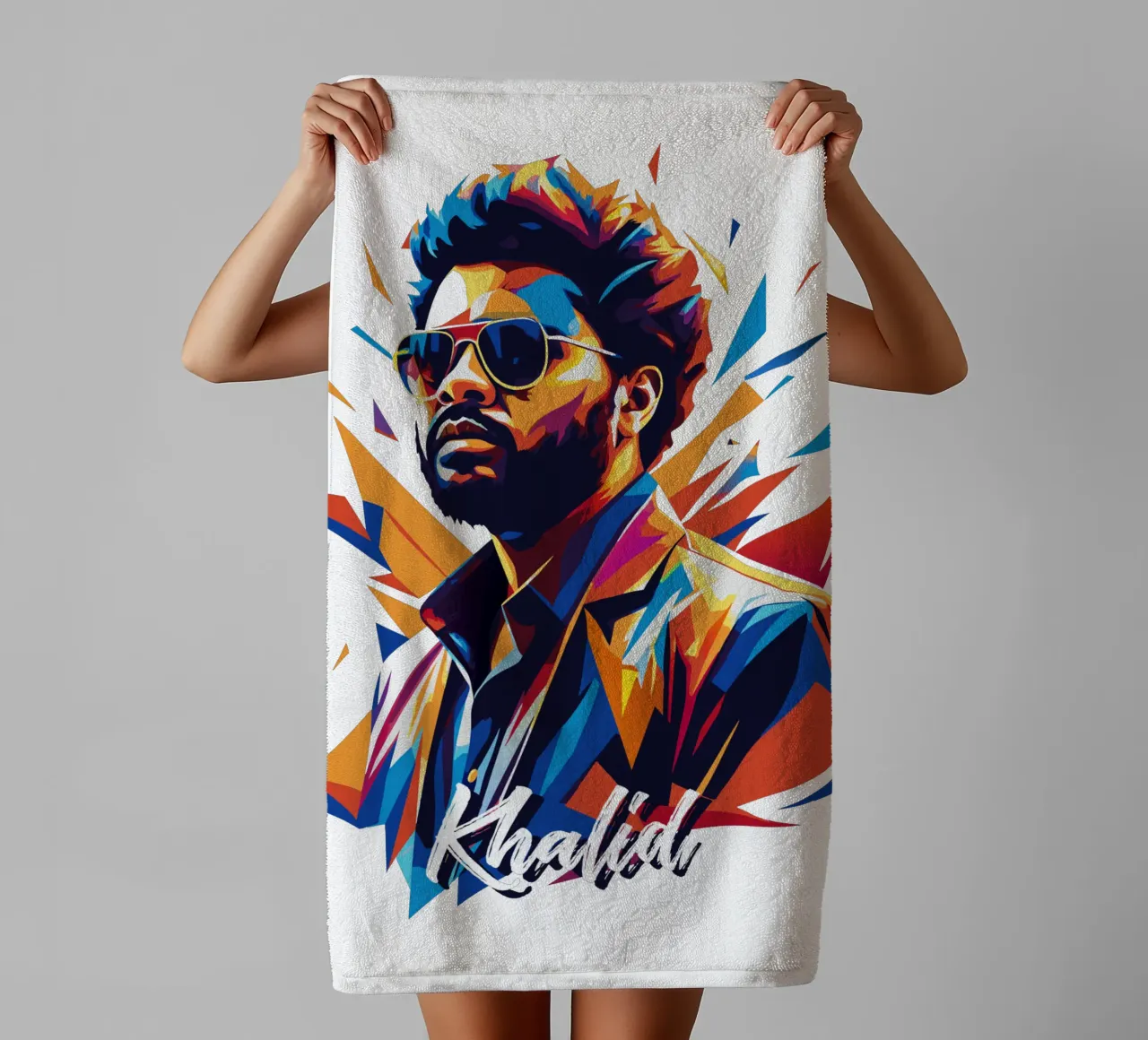 Khalid Portrait in WPAP Pop Art asciugamano da bagno da vectorartnesia