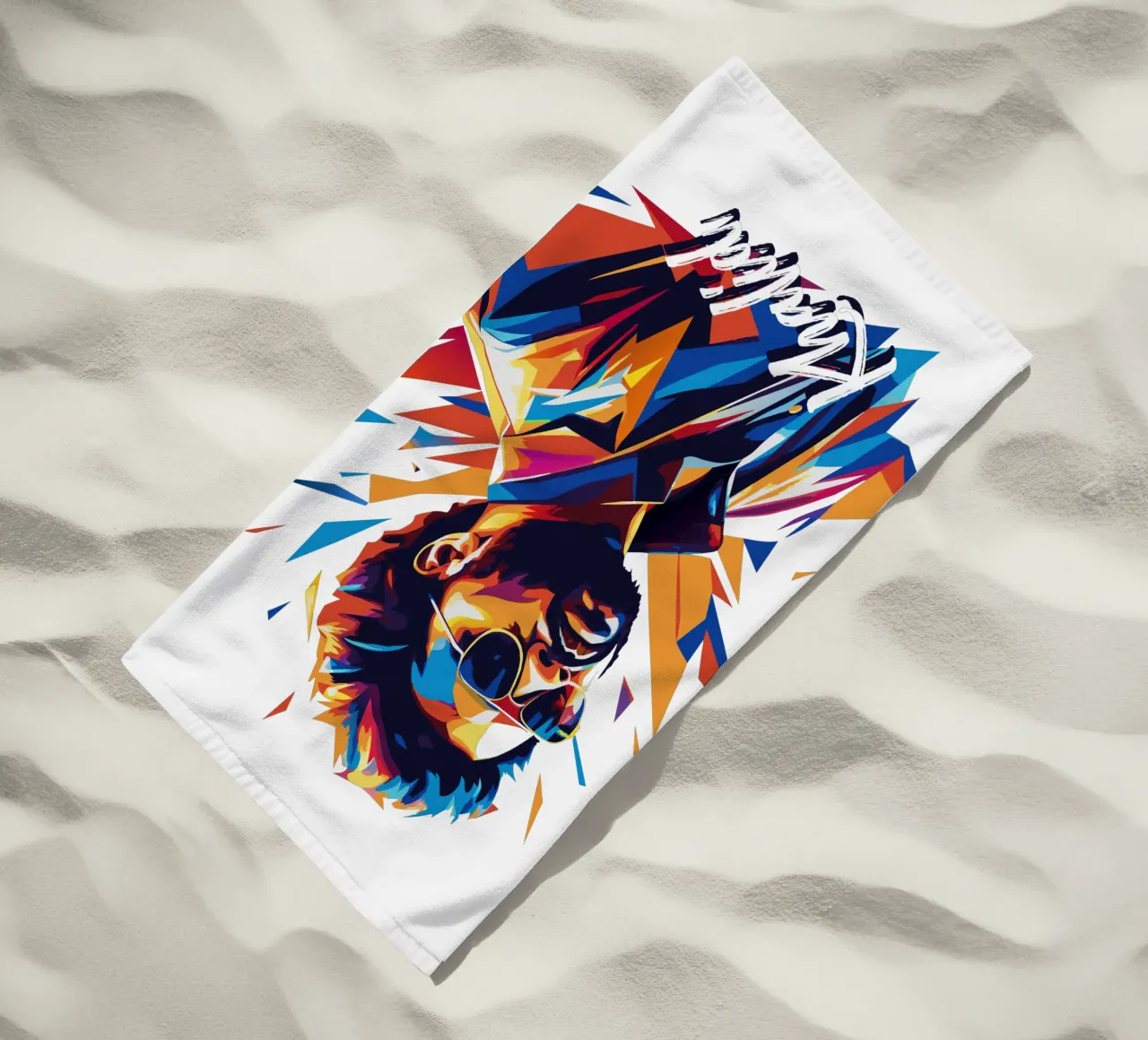 Khalid Portrait in WPAP Pop Art strandhanddoek van vectorartnesia