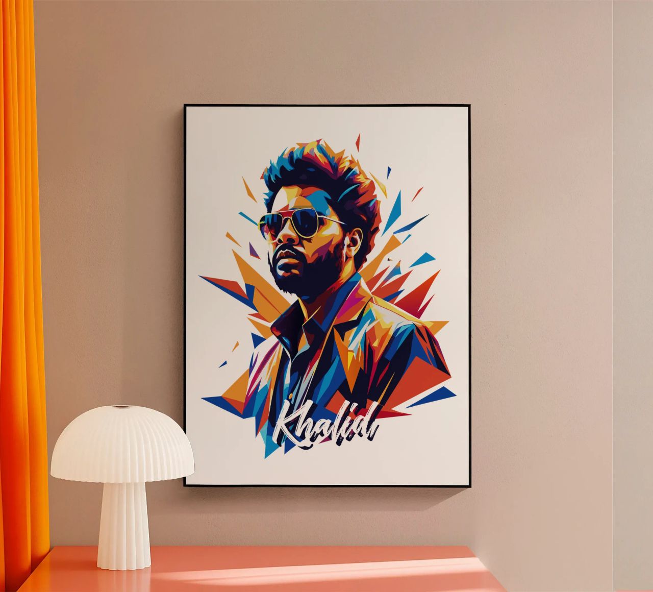 Khalid Portrait in WPAP Pop Art plexiglass da vectorartnesia