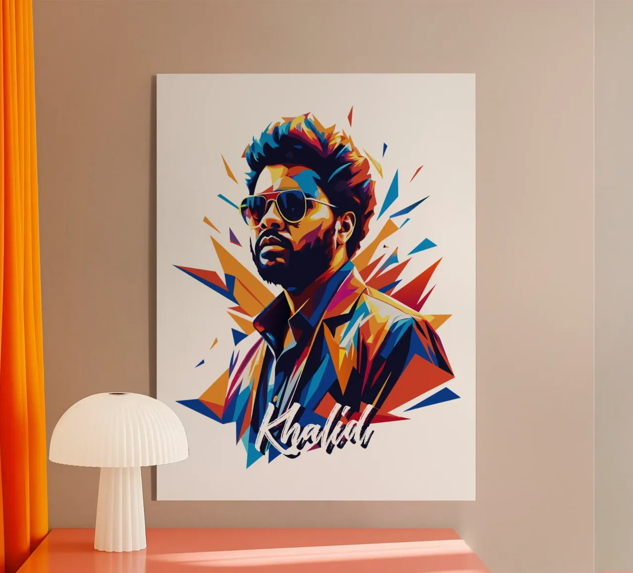Khalid Portrait in WPAP Pop Art Acryl-Glas von vectorartnesia