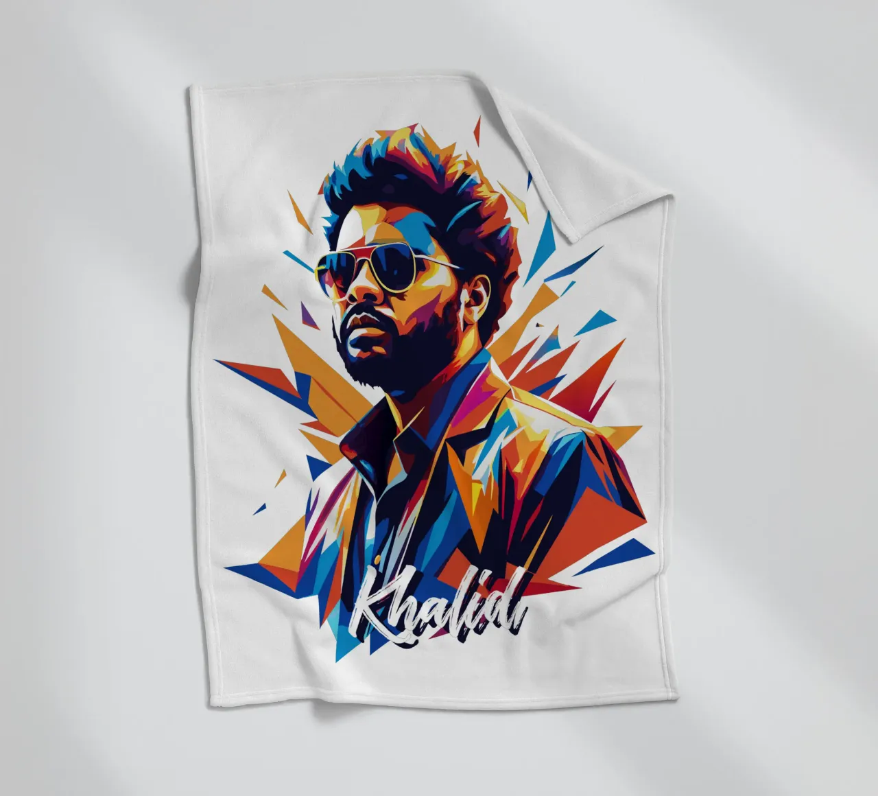 Khalid Portrait in WPAP Pop Art fleece blanket by vectorartnesia