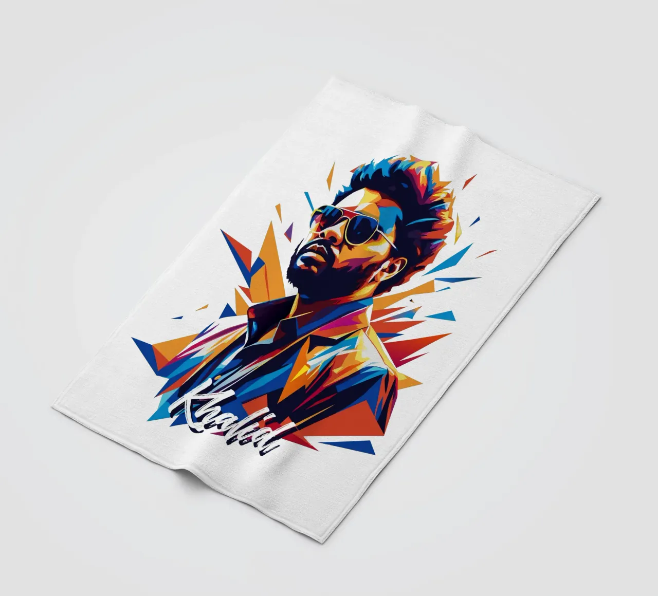 Khalid Portrait in WPAP Pop Art fleece blanket by vectorartnesia