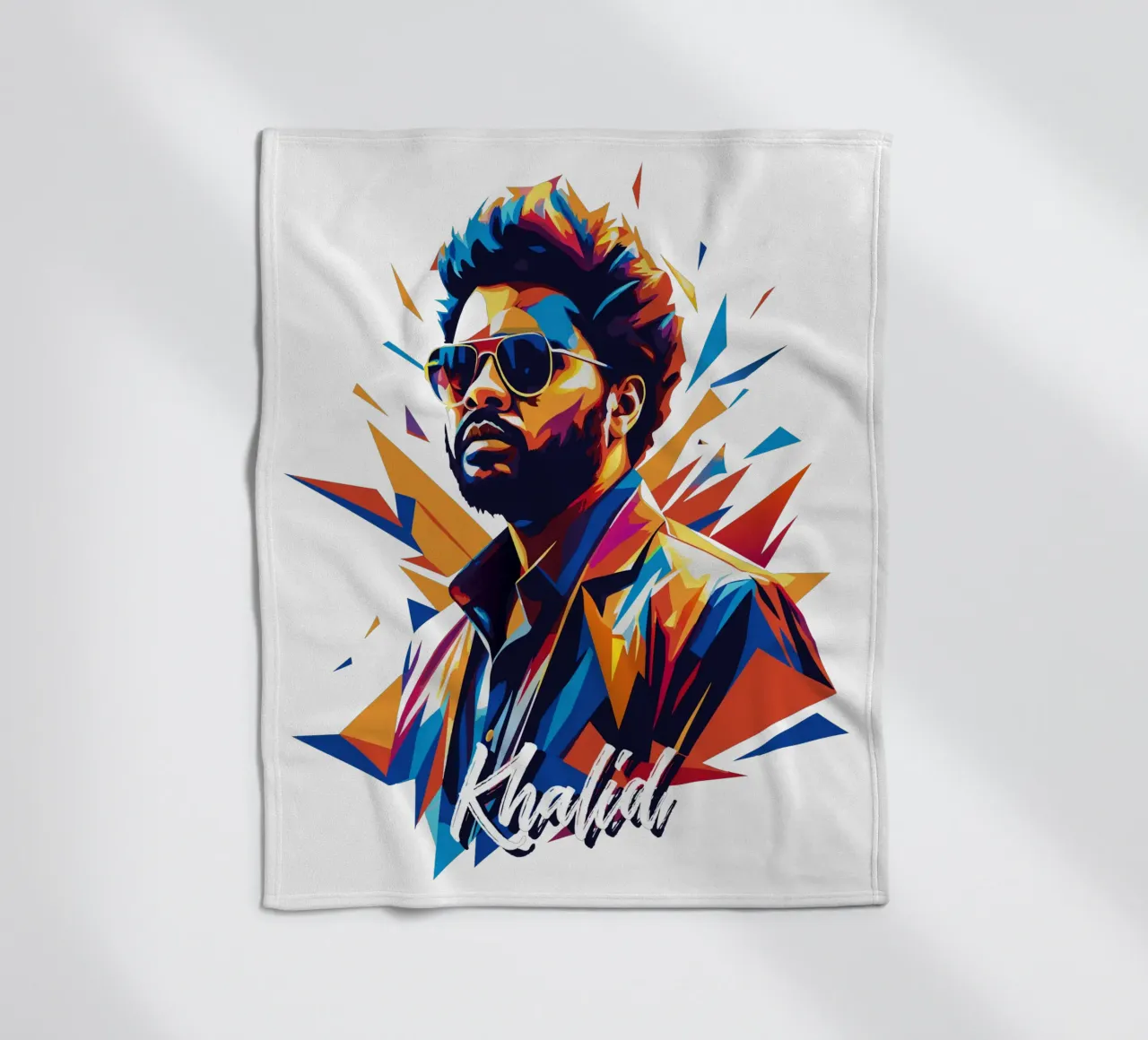 Khalid Portrait in WPAP Pop Art fleece blanket by vectorartnesia