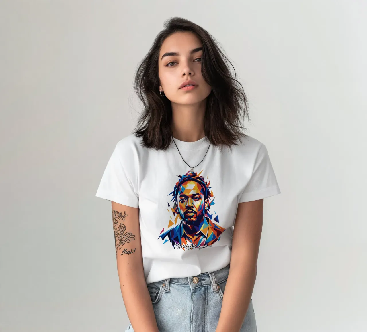 Kendrick Lamar Portrait in WPAP Pop Art t-shirt da vectorartnesia