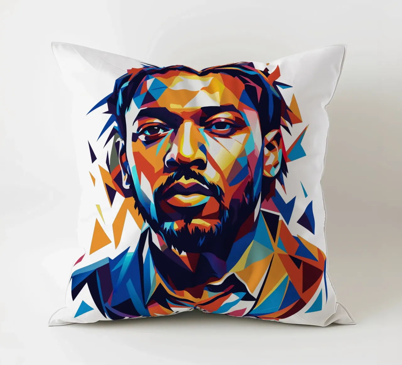 Kendrick Lamar Portrait in WPAP Pop Art cuscino da vectorartnesia
