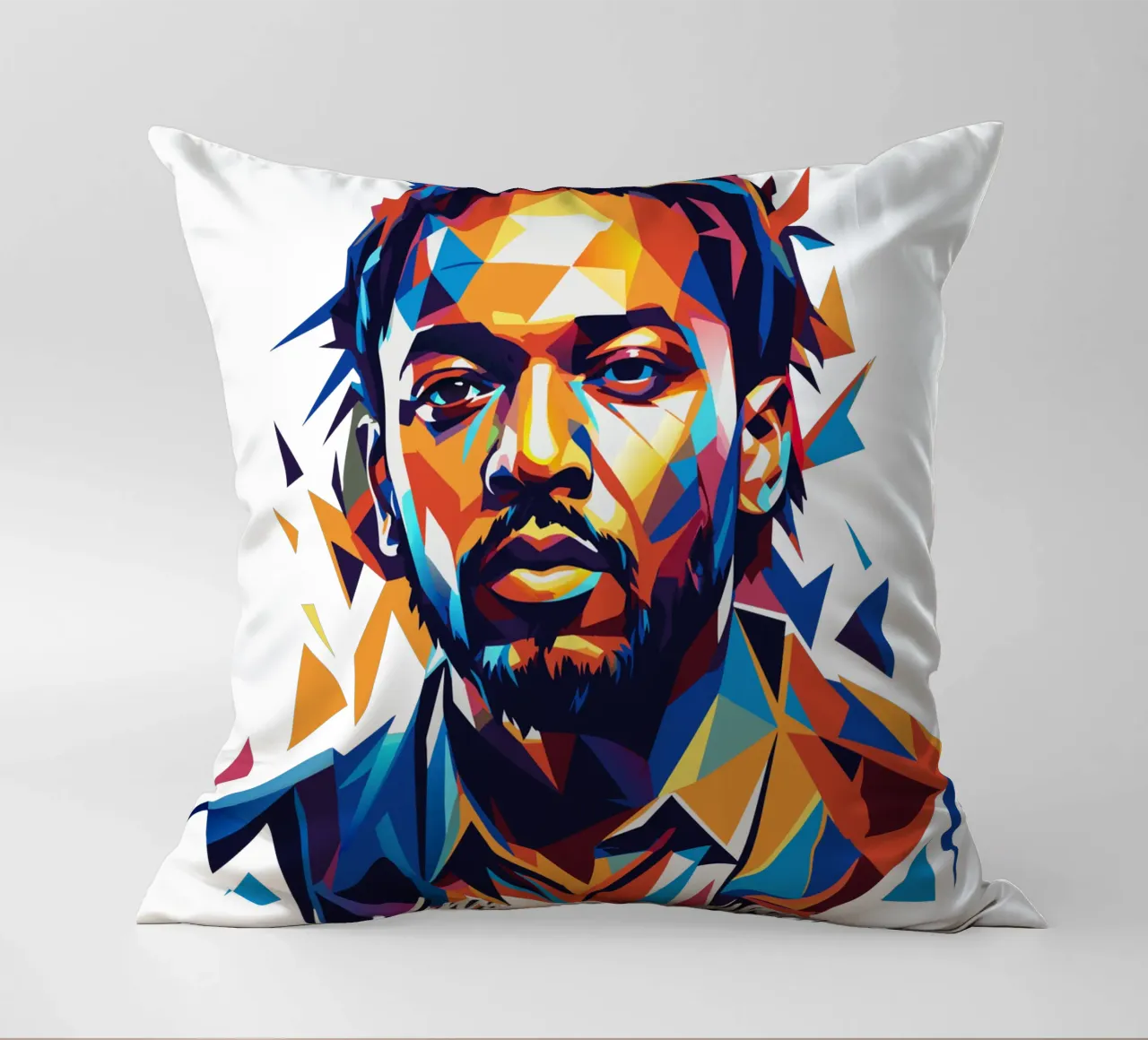 Kendrick Lamar Portrait in WPAP Pop Art cuscino da vectorartnesia