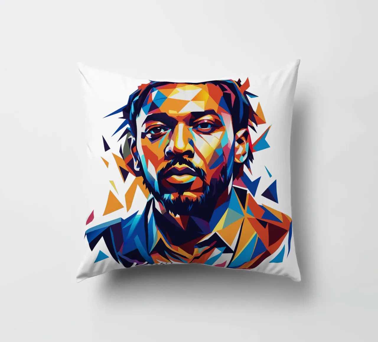 Kendrick Lamar Portrait in WPAP Pop Art Kissen von vectorartnesia