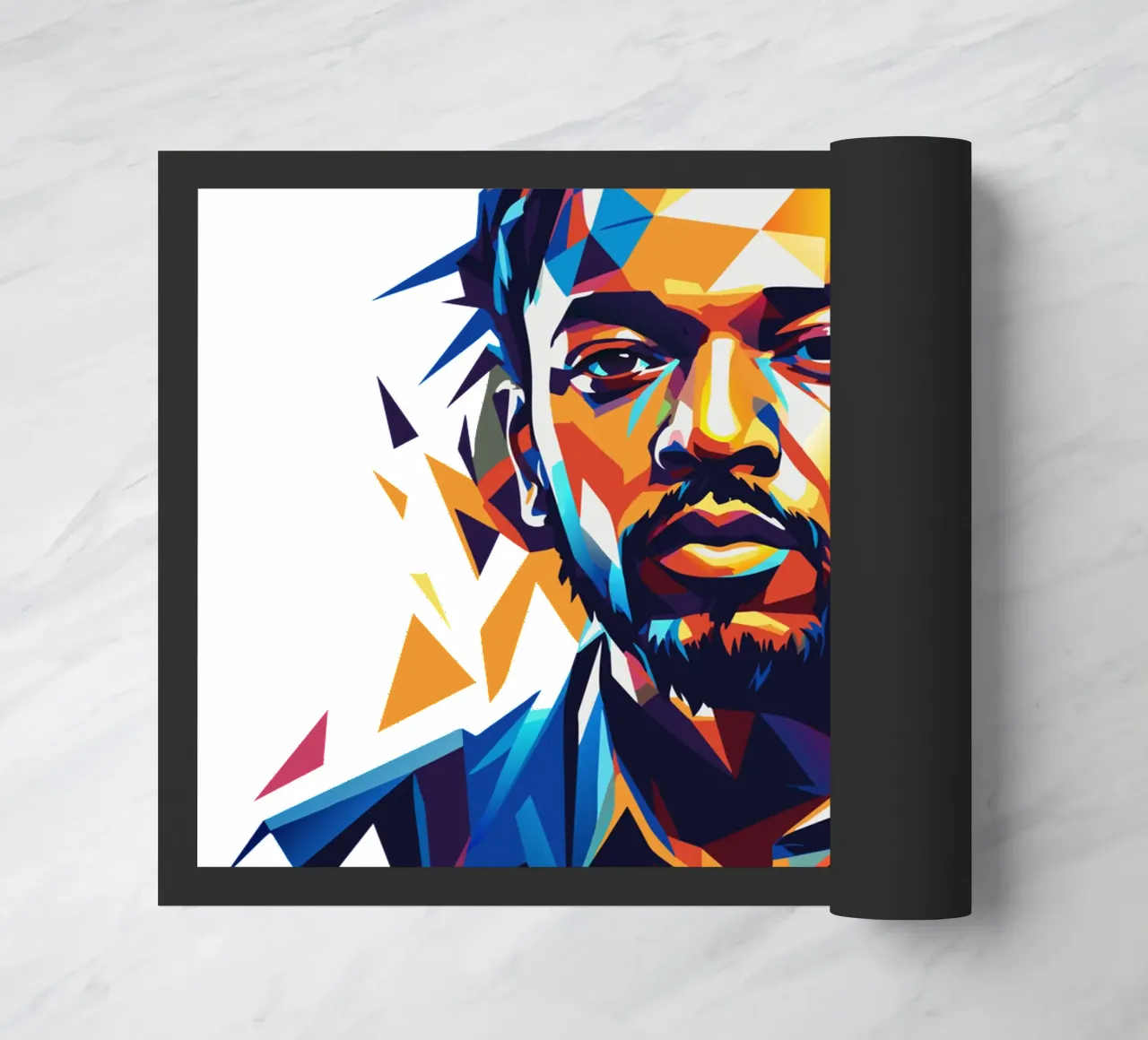Kendrick Lamar Portrait in WPAP Pop Art Fußmatte von vectorartnesia