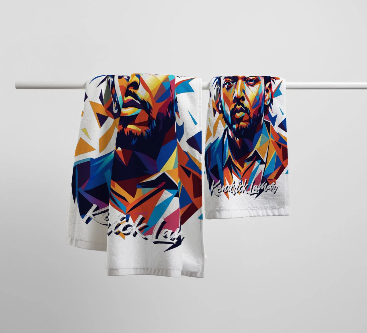 Kendrick Lamar Portrait in WPAP Pop Art asciugamano da bagno da vectorartnesia