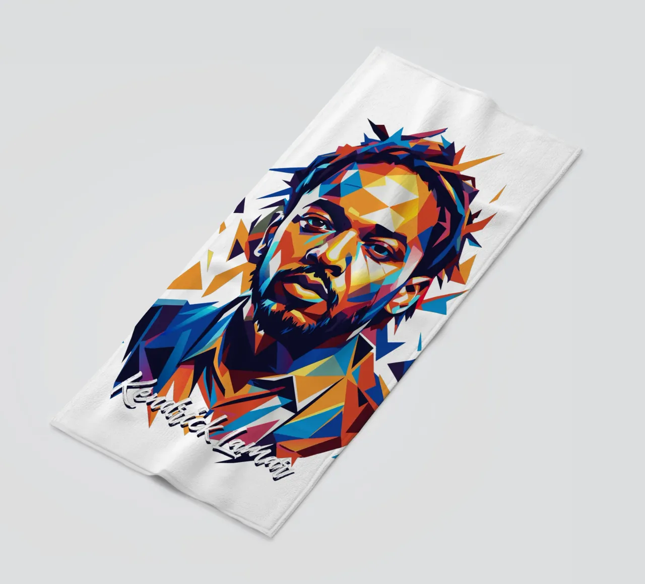 Kendrick Lamar Portrait in WPAP Pop Art beach towel by vectorartnesia