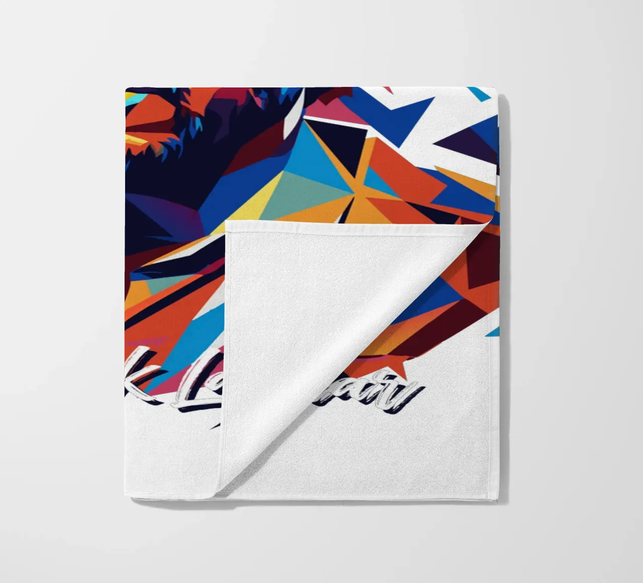Kendrick Lamar Portrait in WPAP Pop Art beach towel by vectorartnesia