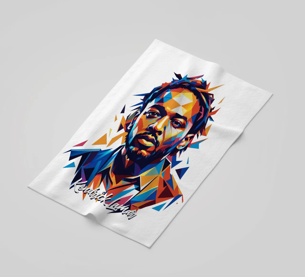 Kendrick Lamar Portrait in WPAP Pop Art beach towel by vectorartnesia