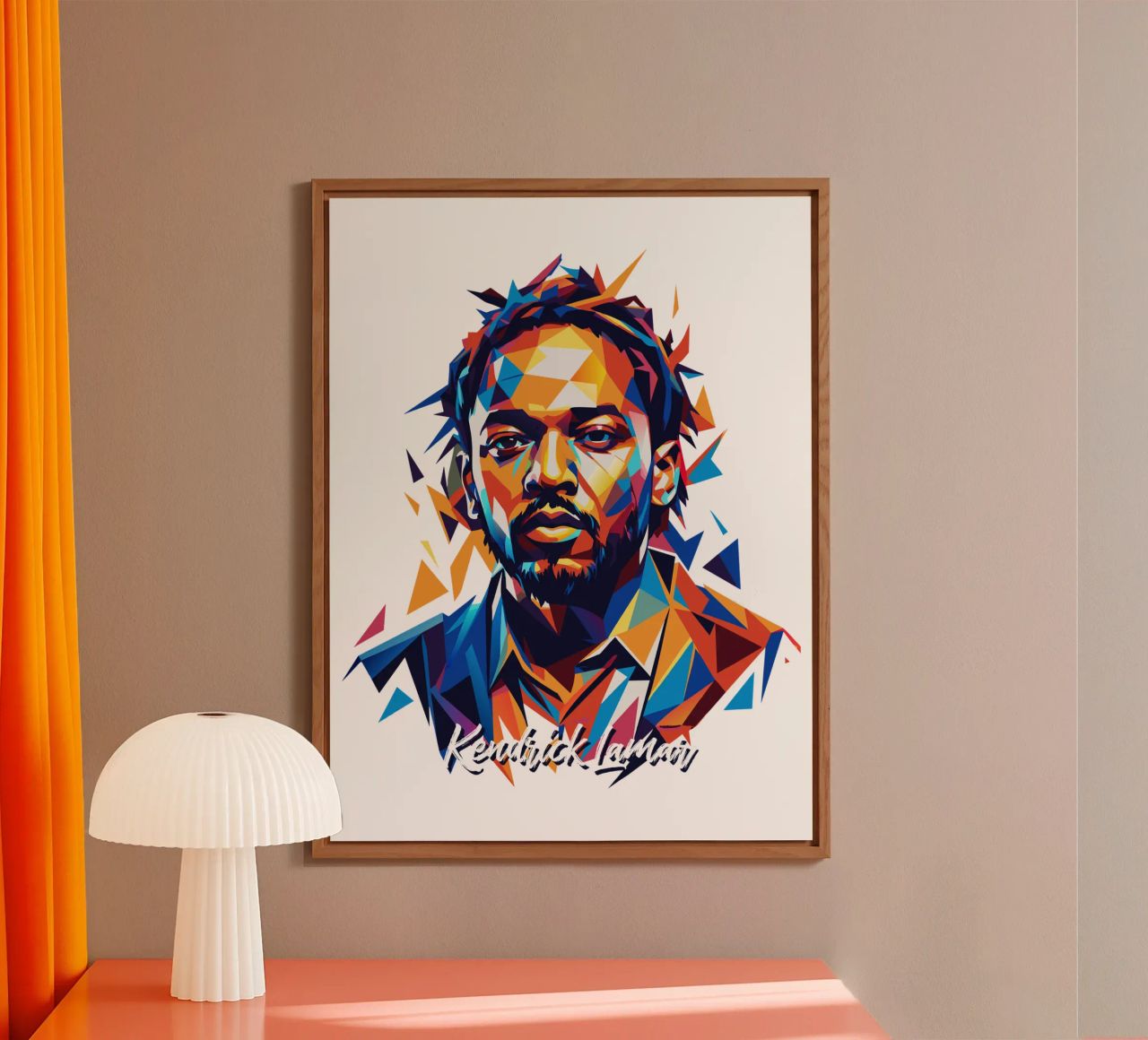 Kendrick Lamar Portrait in WPAP Pop Art alluminio dibond da vectorartnesia