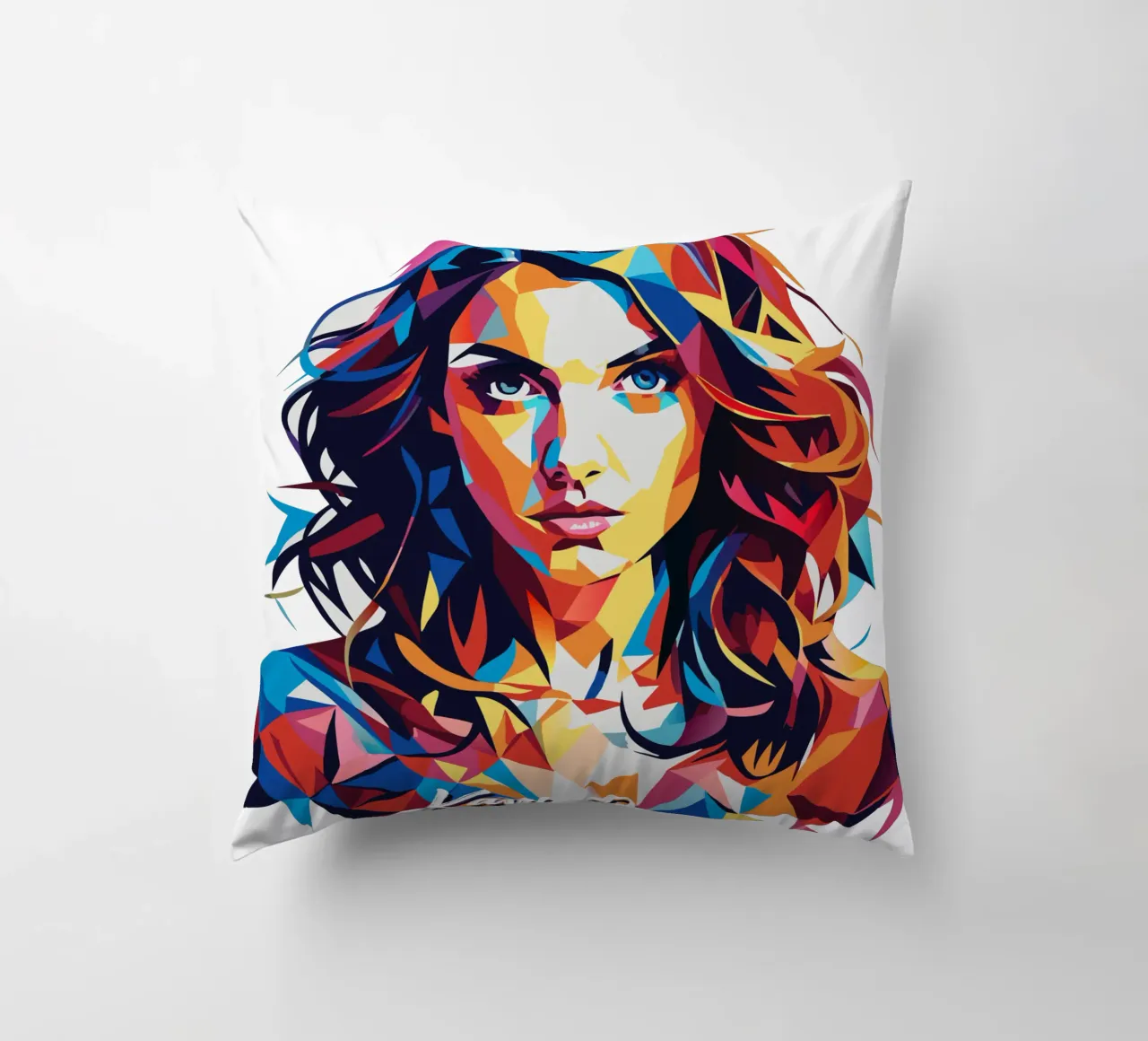 Katty Perry Portrait in WPAP Pop Art cuscino da vectorartnesia