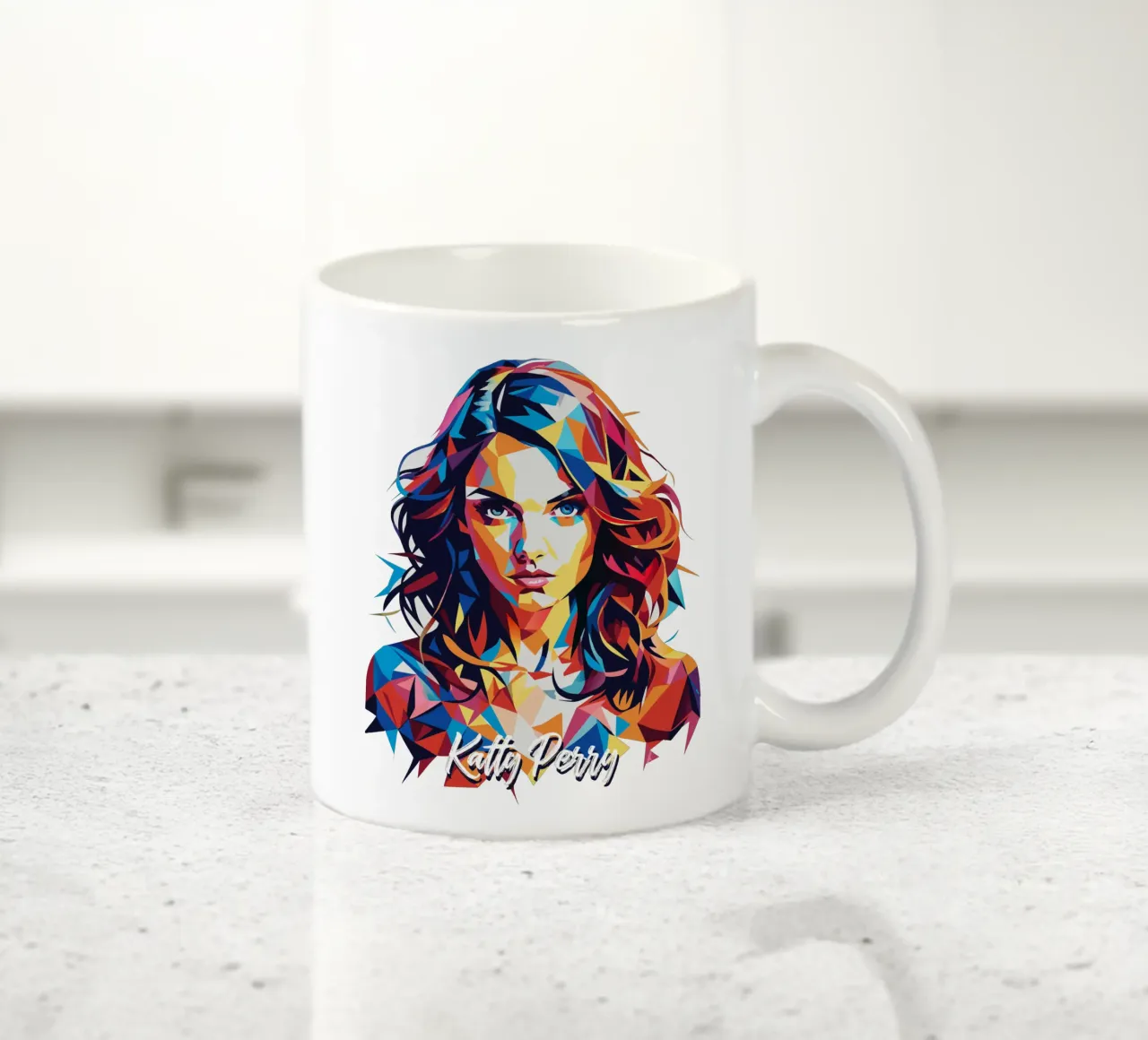 Katty Perry Portrait in WPAP Pop Art tazza in ceramica da vectorartnesia
