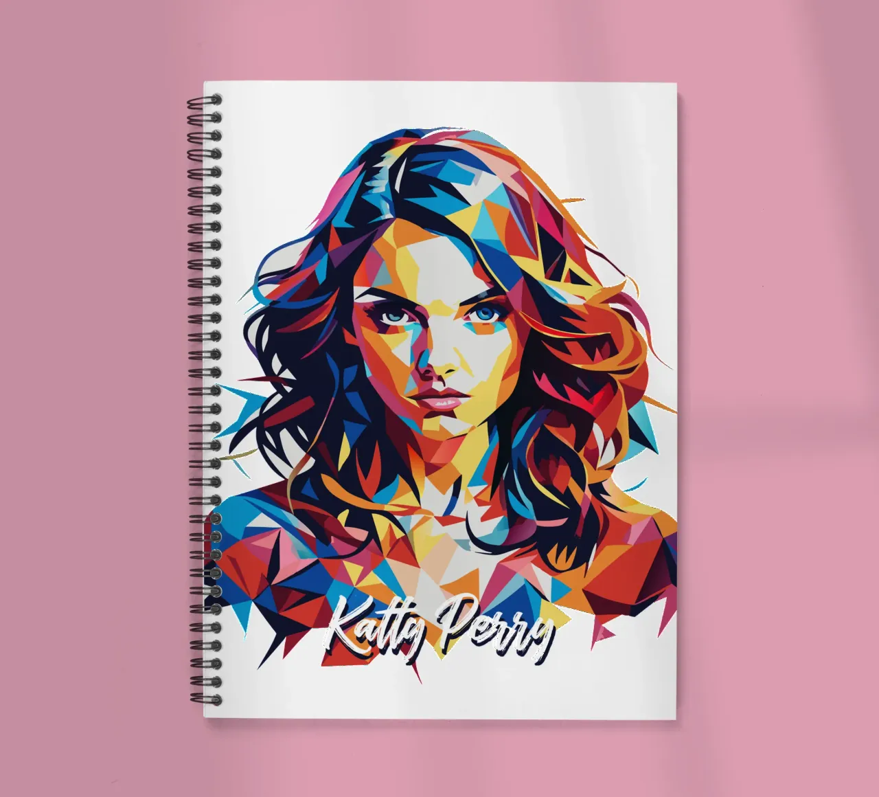 Katty Perry Portrait in WPAP Pop Art spiral notebook by vectorartnesia