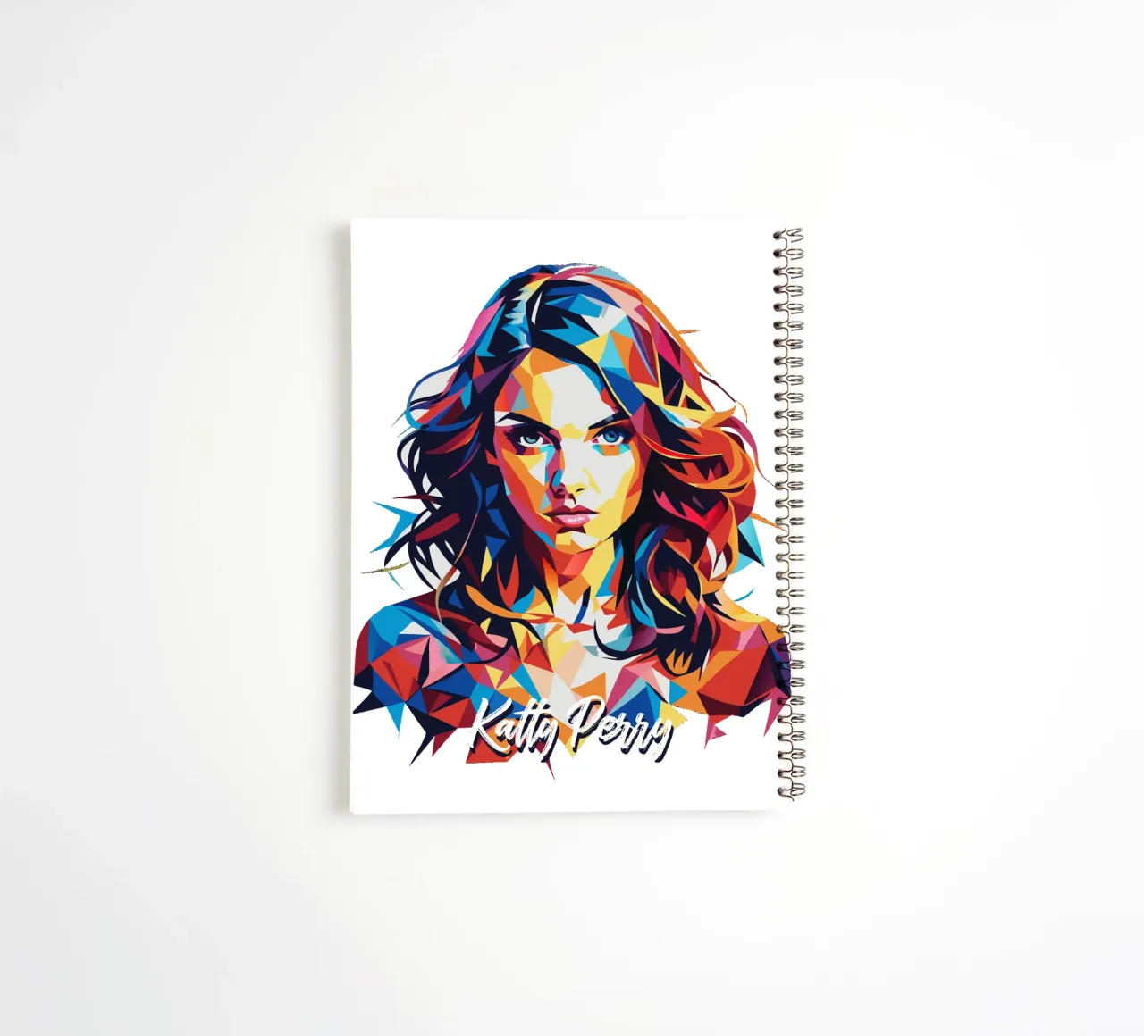 Katty Perry Portrait in WPAP Pop Art spiral notebook by vectorartnesia