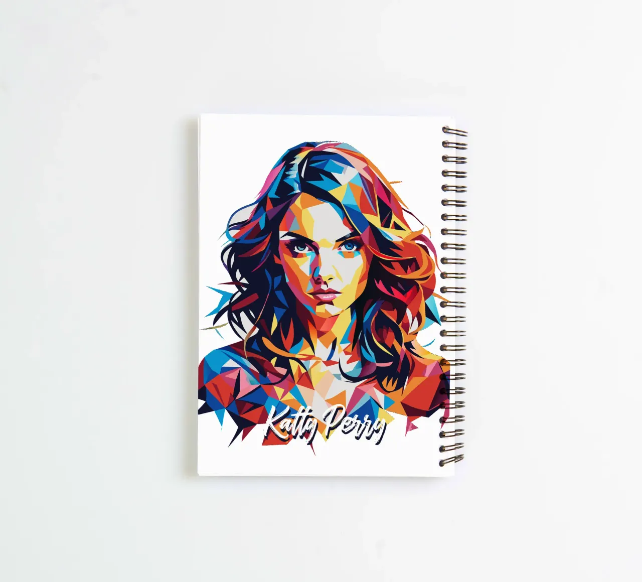 Katty Perry Portrait in WPAP Pop Art spiral notebook by vectorartnesia