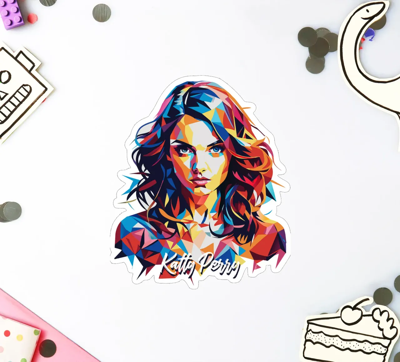 Katty Perry Portrait in WPAP Pop Art adesivo da vectorartnesia