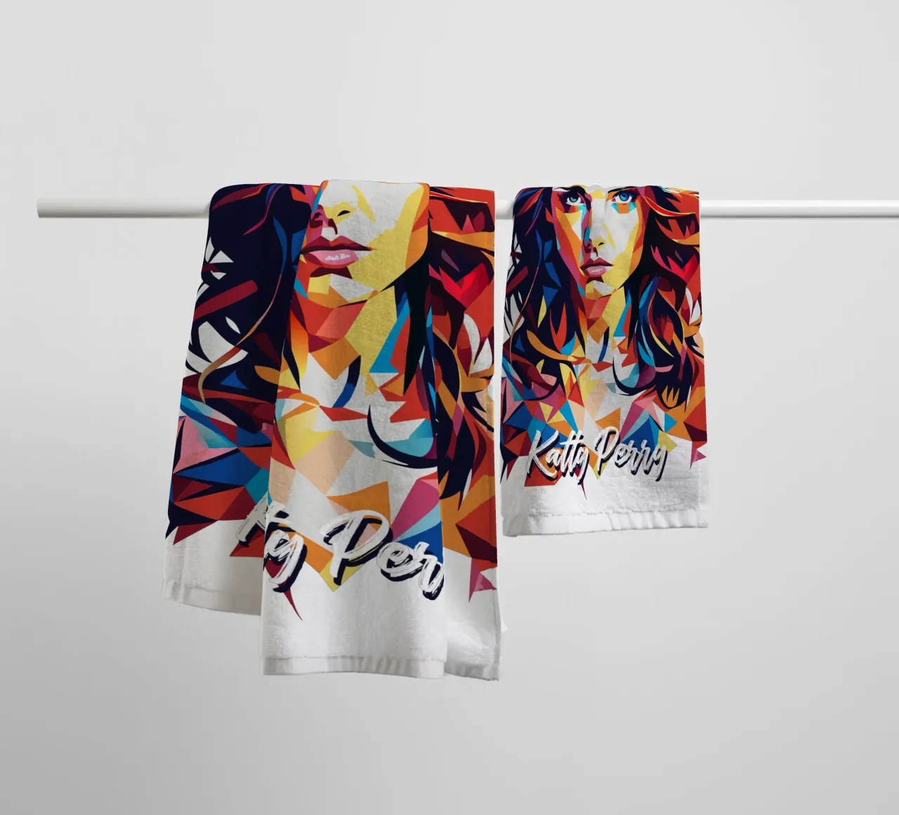 Katty Perry Portrait in WPAP Pop Art asciugamano da bagno da vectorartnesia