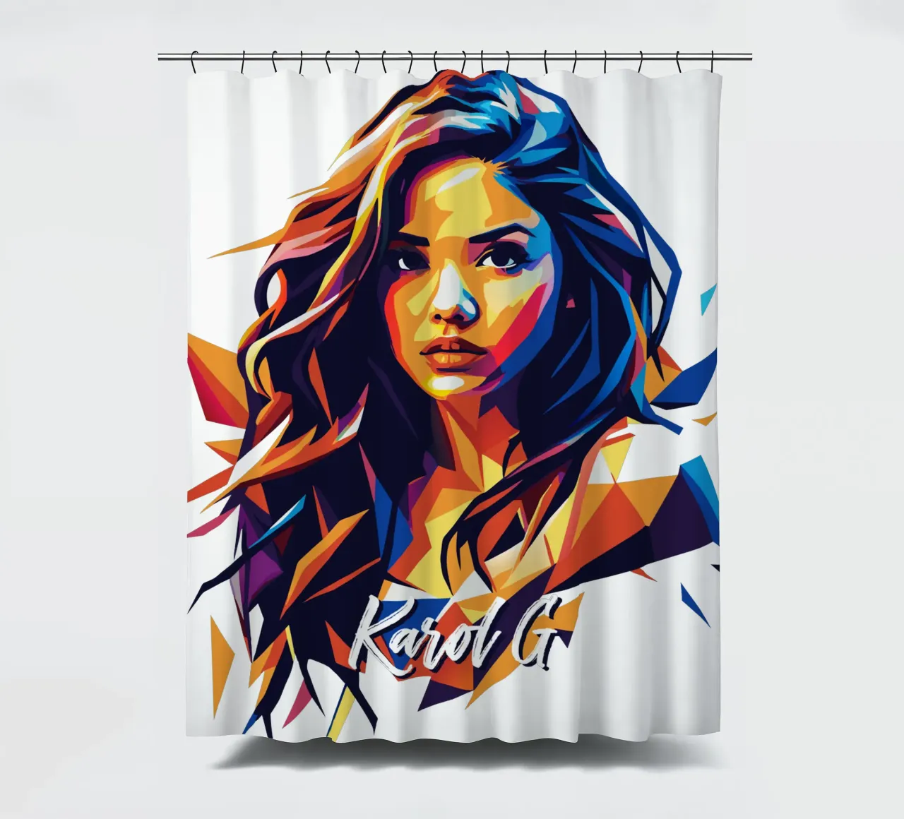 Karol G Portrait in WPAP Pop Art tenda da doccia da vectorartnesia