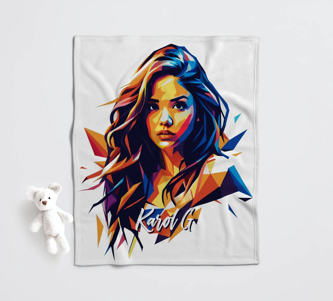 Karol G Portrait in WPAP Pop Art coperta in pile da vectorartnesia