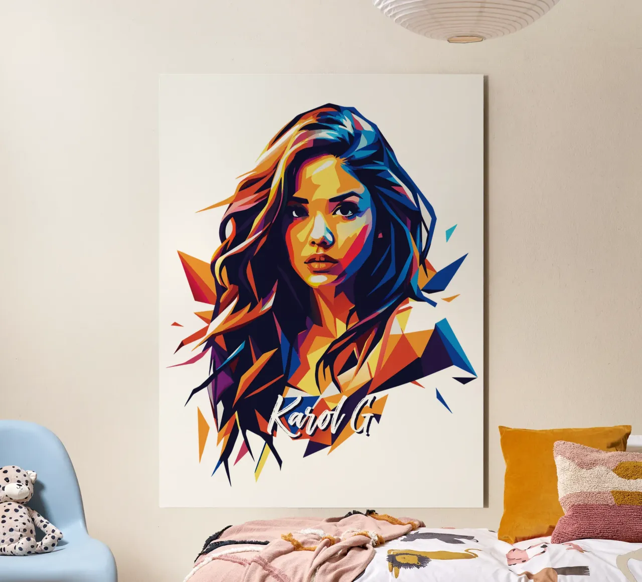Karol G Portrait in WPAP Pop Art alluminio dibond da vectorartnesia