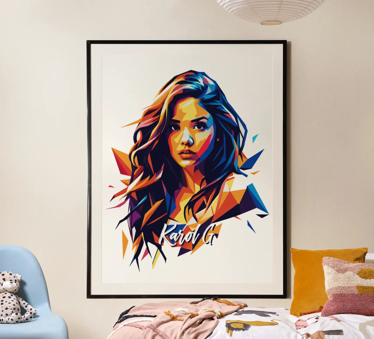 Karol G Portrait in WPAP Pop Art carta hahnemühle da vectorartnesia