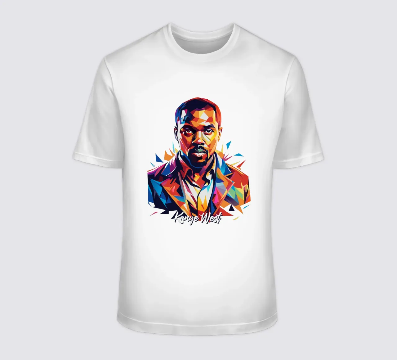 Kanye West Portrait in WPAP Pop Art t-shirt da vectorartnesia