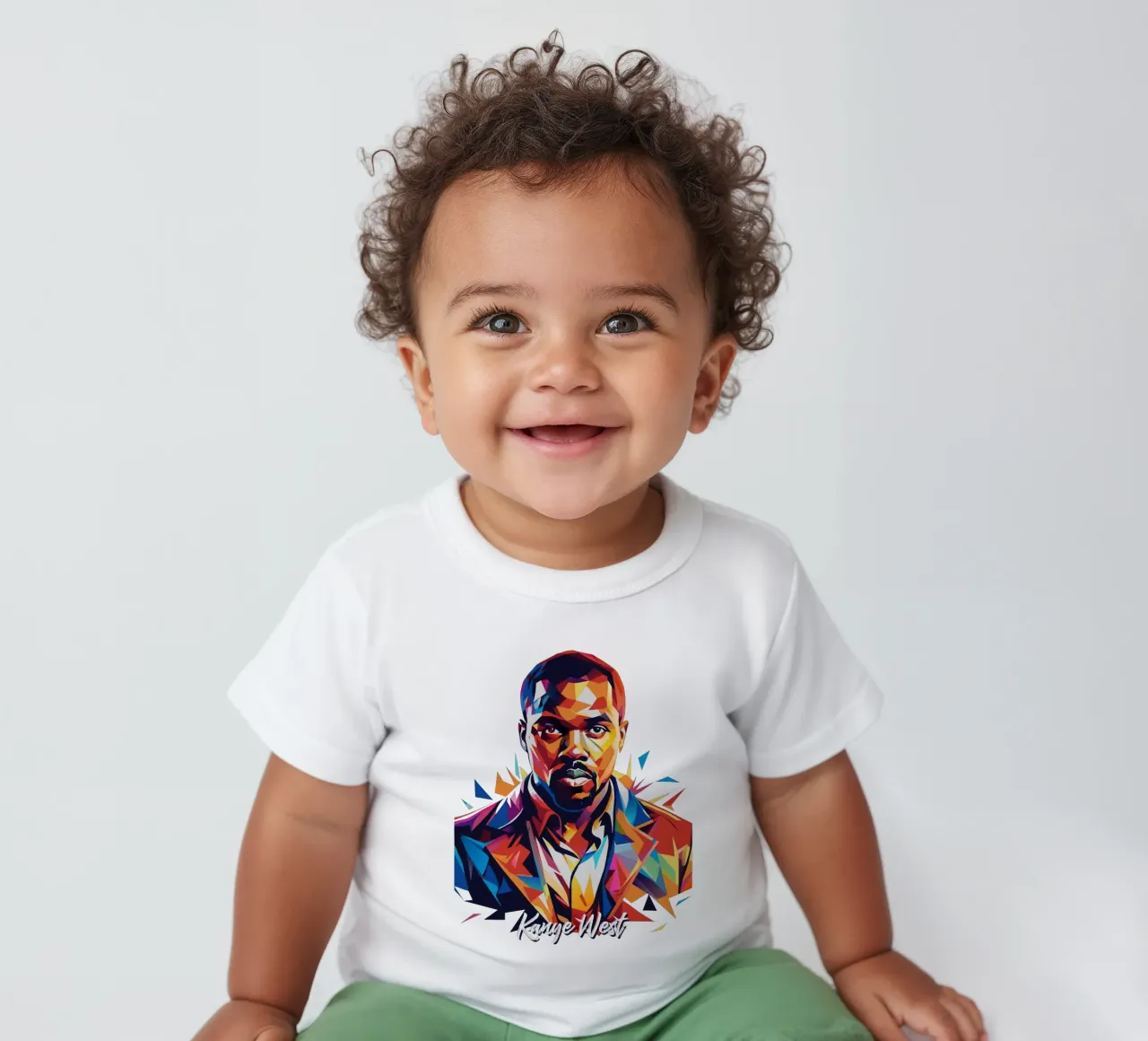 Kanye West Portrait in WPAP Pop Art maglietta neonato da vectorartnesia