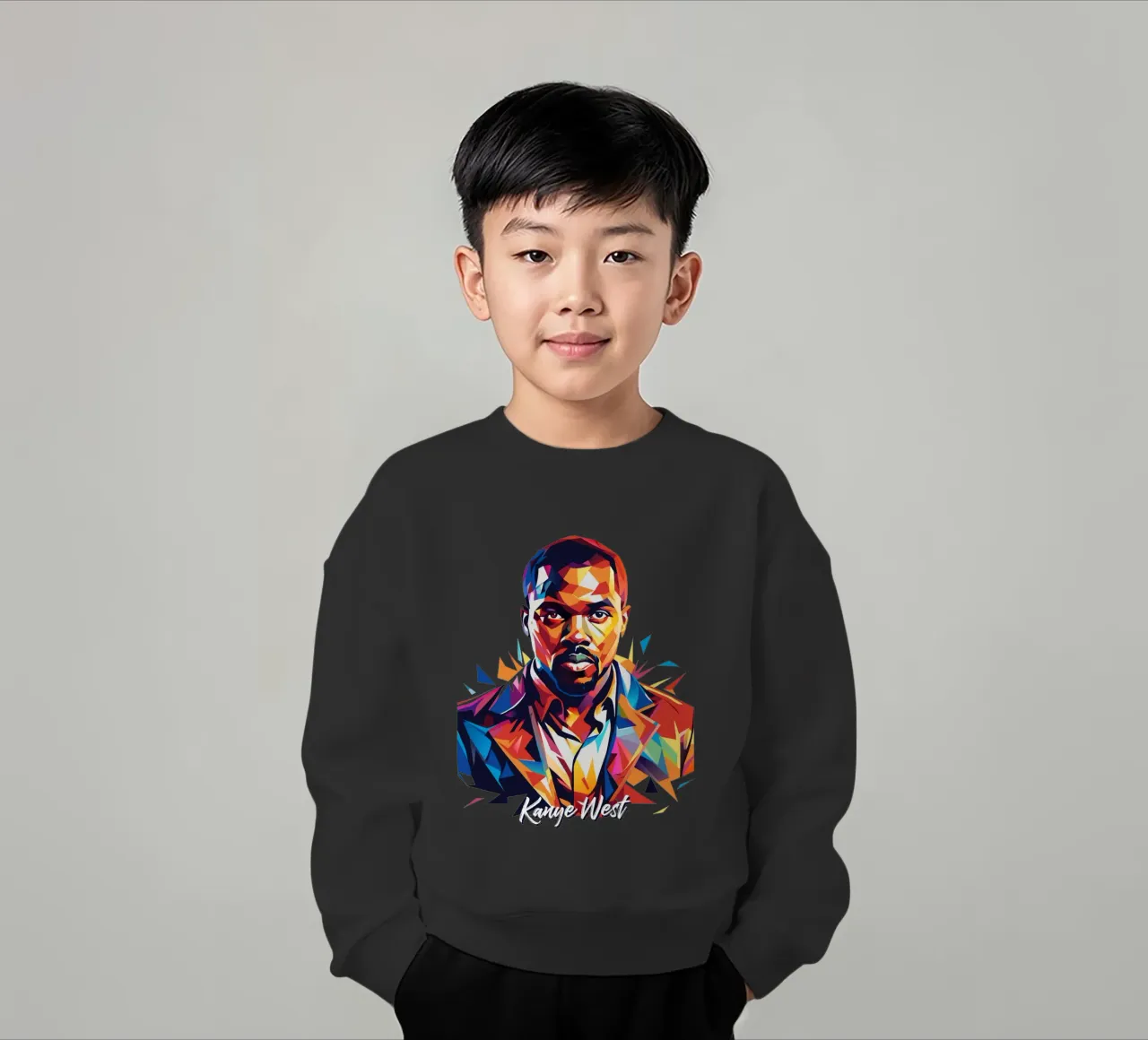 Kanye West Portrait in WPAP Pop Art felpa bambino da vectorartnesia