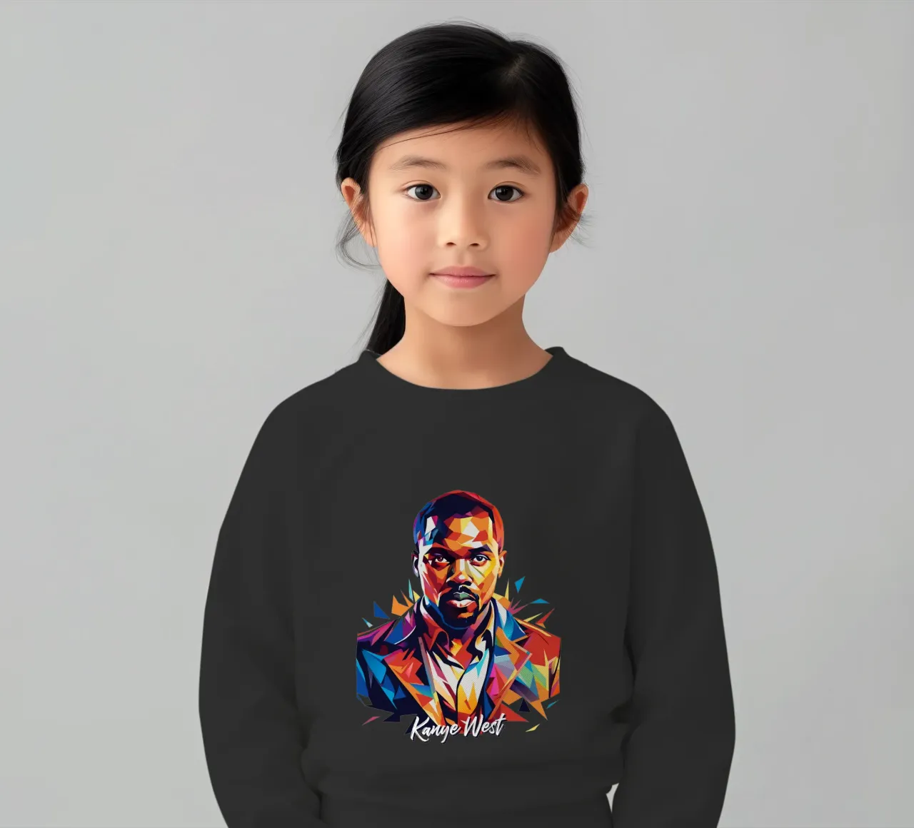 Kanye West Portrait in WPAP Pop Art felpa bambino da vectorartnesia