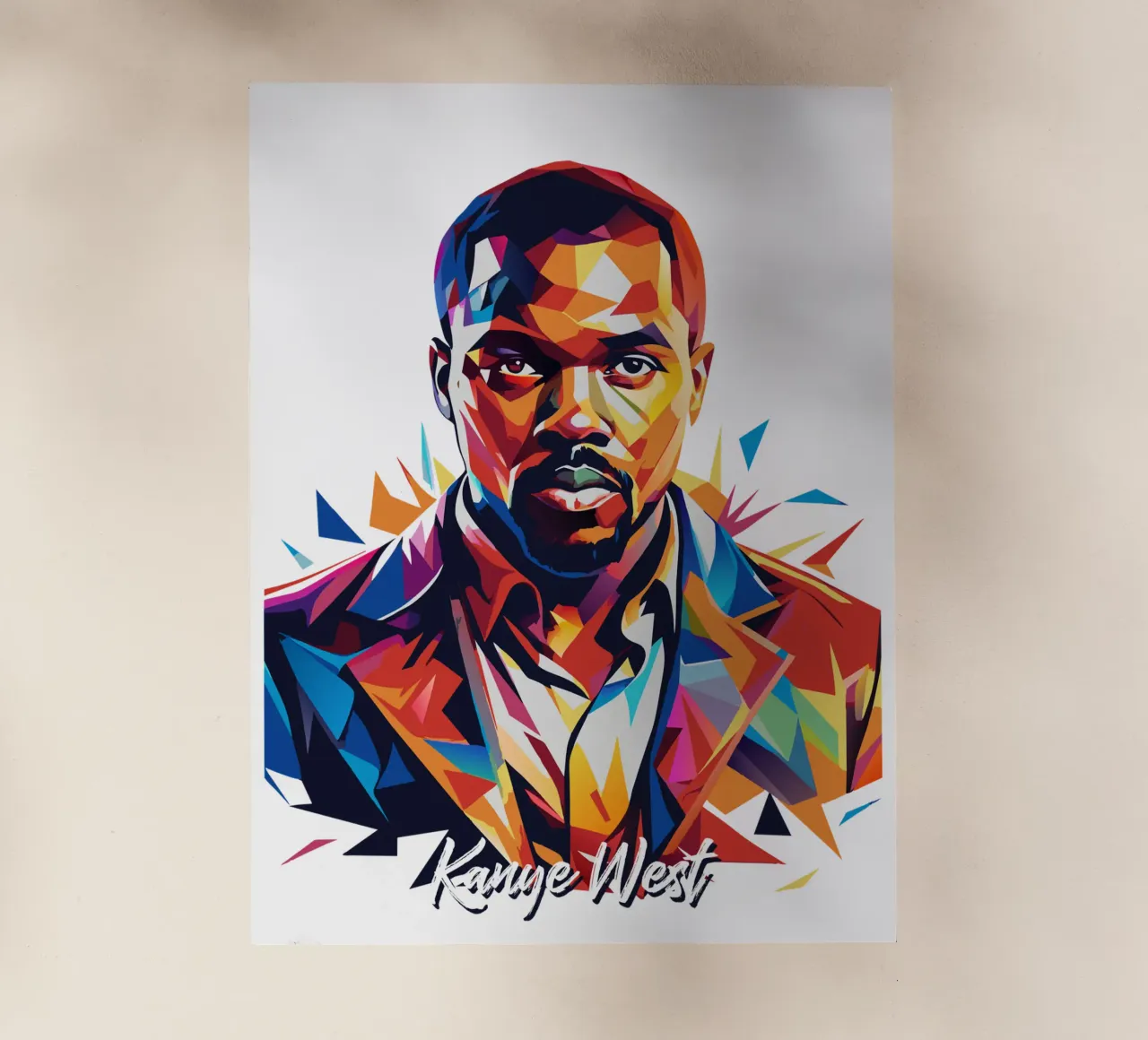 Kanye West Portrait in WPAP Pop Art pellicola backlit da vectorartnesia