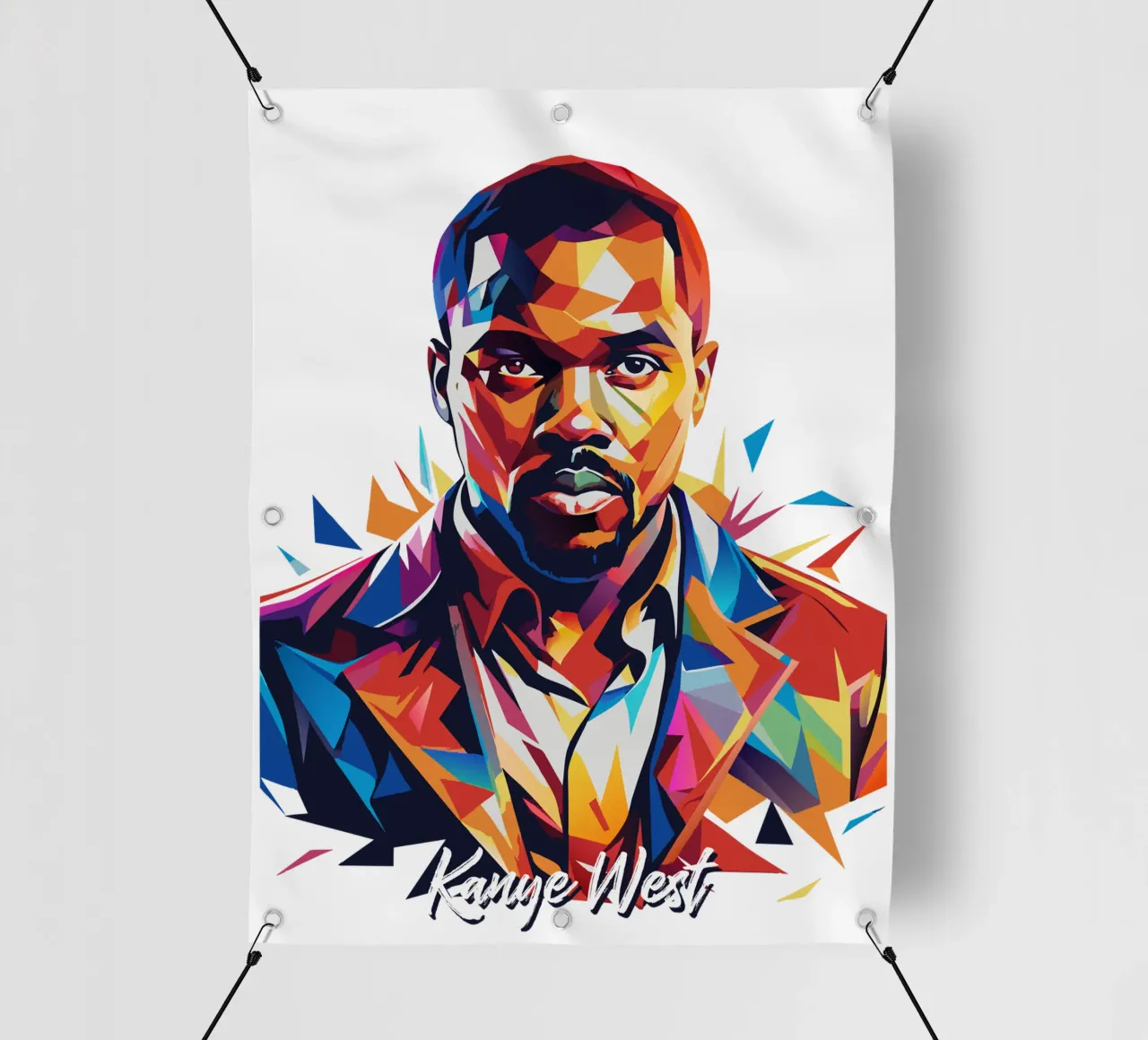 Kanye West Portrait in WPAP Pop Art telo in pvc da vectorartnesia