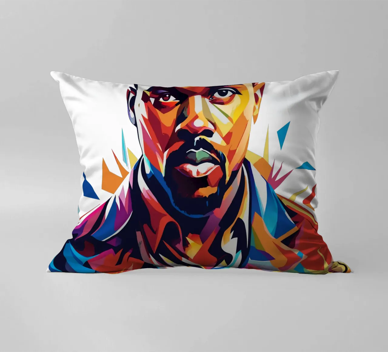 Kanye West Portrait in WPAP Pop Art cuscino da vectorartnesia