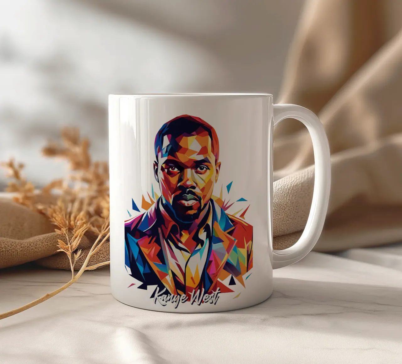 Kanye West Portrait in WPAP Pop Art tazza in ceramica da vectorartnesia