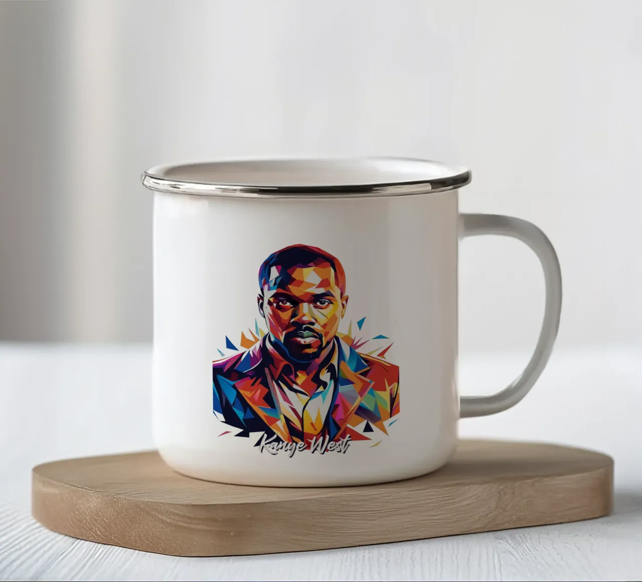 Kanye West Portrait in WPAP Pop Art tazza in smalto da vectorartnesia