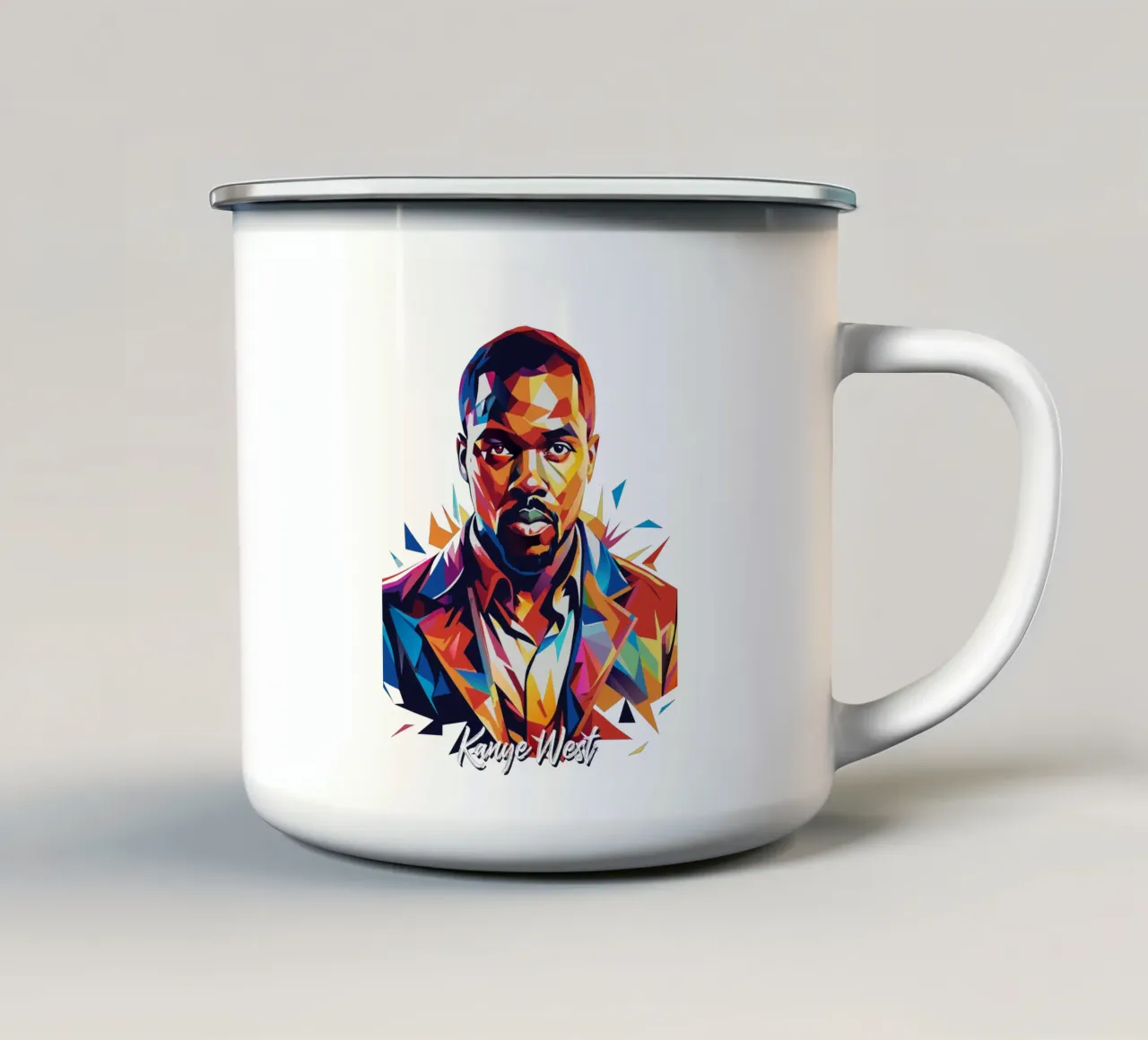 Kanye West Portrait in WPAP Pop Art tazza in smalto da vectorartnesia