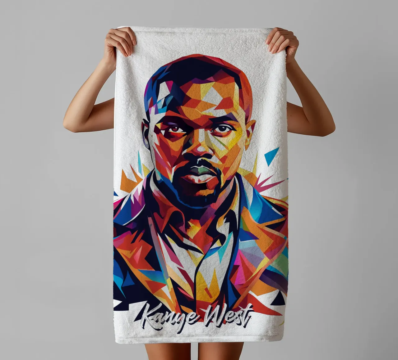Kanye West Portrait in WPAP Pop Art asciugamano da bagno da vectorartnesia