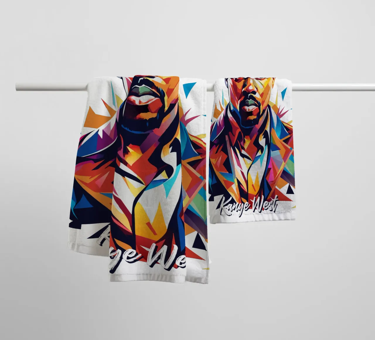 Kanye West Portrait in WPAP Pop Art asciugamano da bagno da vectorartnesia