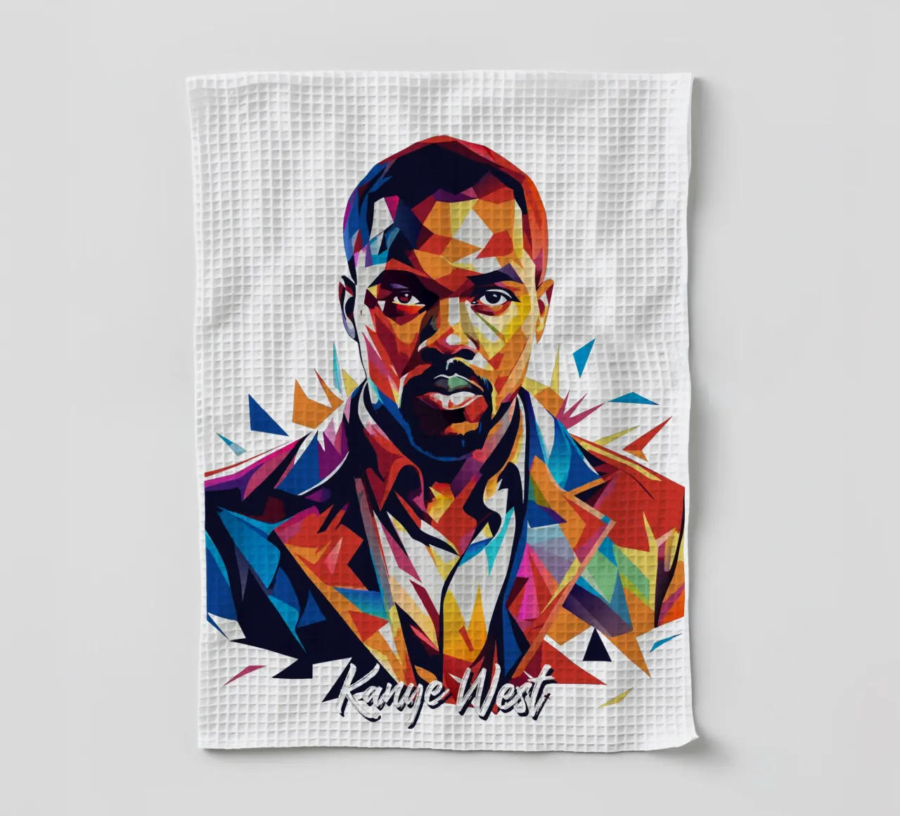 Kanye West Portrait in WPAP Pop Art torchon de vectorartnesia