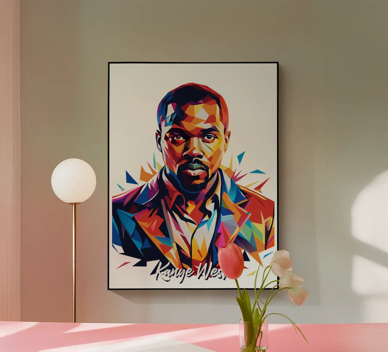 Kanye West Portrait in WPAP Pop Art plexiglass da vectorartnesia