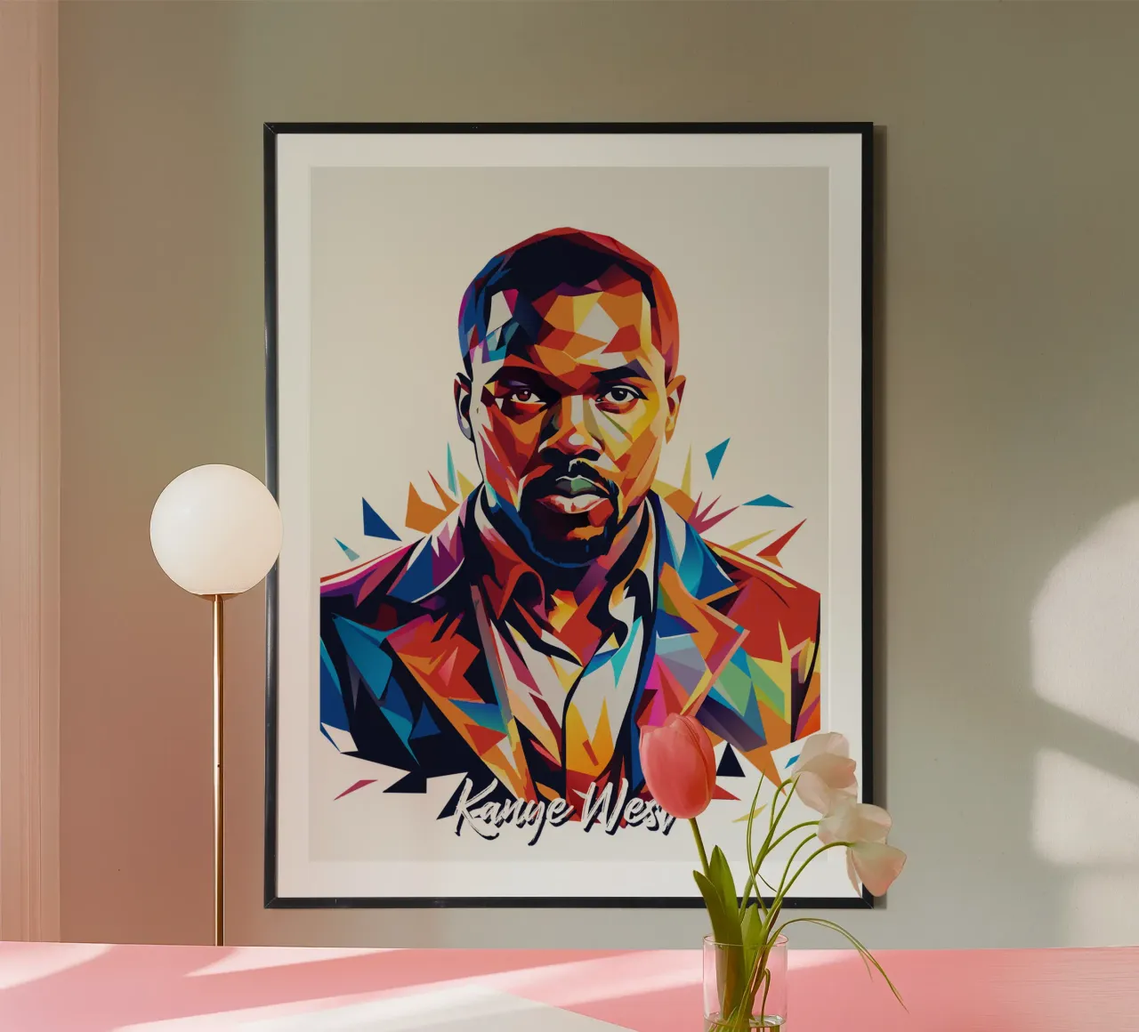 Kanye West Portrait in WPAP Pop Art carta hahnemühle da vectorartnesia