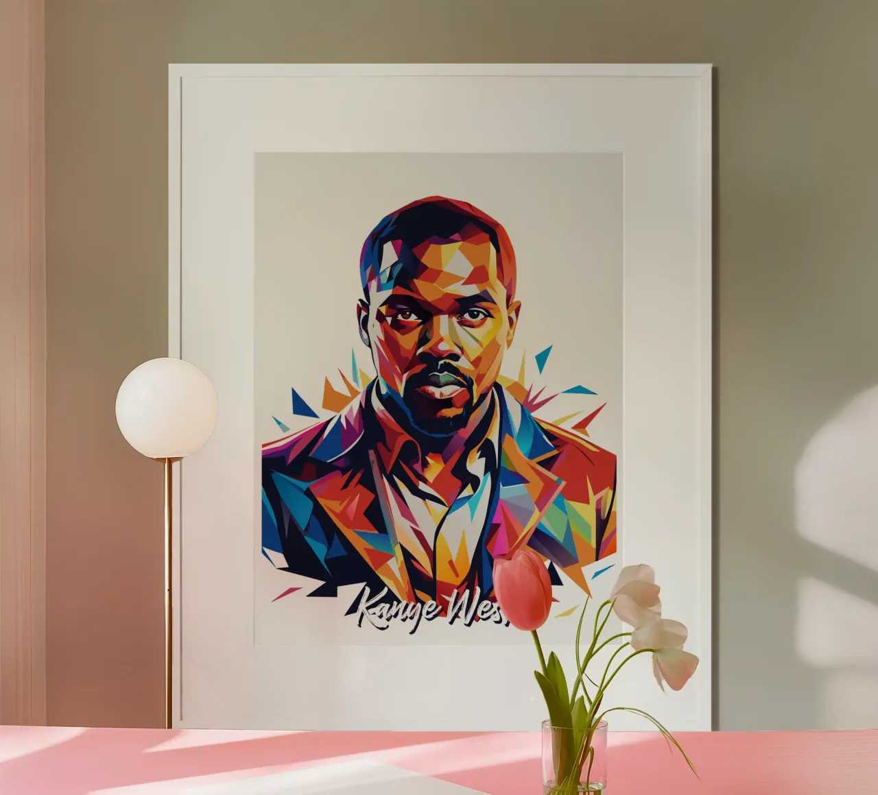 Kanye West Portrait in WPAP Pop Art carta hahnemühle da vectorartnesia