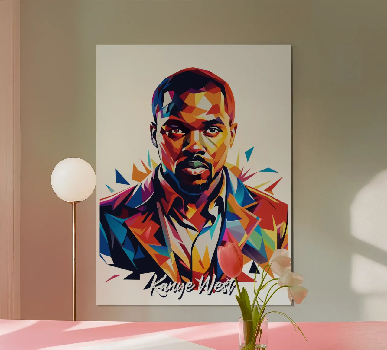 Kanye West Portrait in WPAP Pop Art carta hahnemühle da vectorartnesia